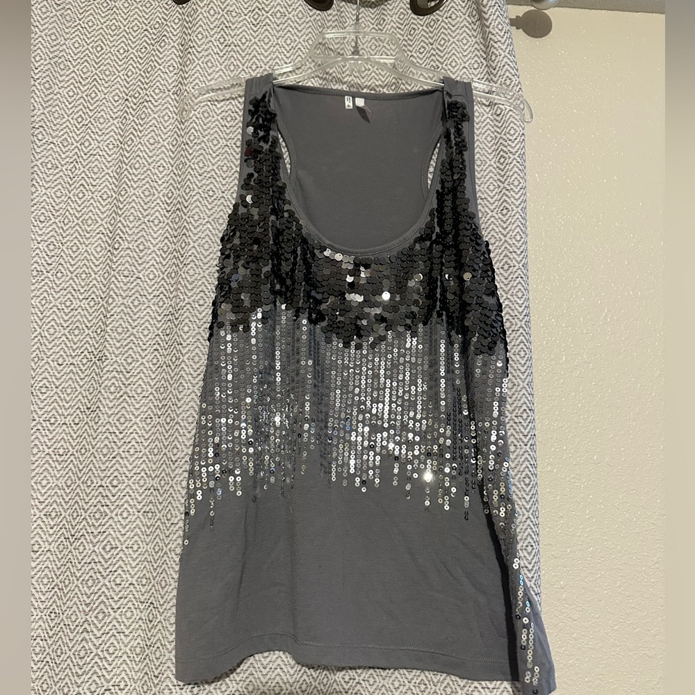 Gray Sequin Top
